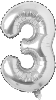 Image de Grand ballon en aluminium pour anniversaire, fête, chiffre 3, argenté, 100 cm