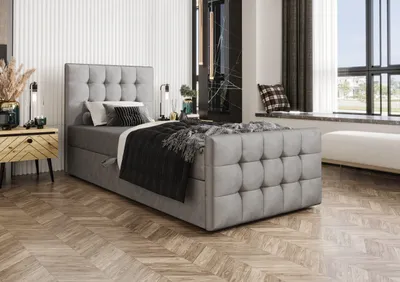 Produktbild von Boxbett Coria V 80 90 100 cm Boxspringbett Coria V, 80x200 cm, Grau, Einzelbett, komfortabel und langlebig