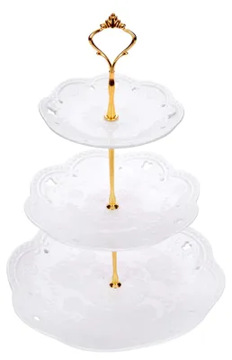 Zdjęcie produktu dla Stojak na ciasto, 3 poziomy, ceramiczny stojak na babeczki