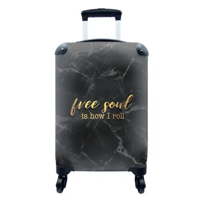 Produktbild von MuchoWow® Koffer Handgepäck Trolley Rollkoffer Kleine Reisekoffer mit 4 Rollen - Zitate -  - Gold - Marmor - Cabin Size < 55x40x23 cm & 55x40x20 cm - Fotokoffer - Kabinenkoffer - Boardgepäck - Reise-Box - Reisekoffer - Reisegepäck - Koffer mit Bild - Trolley für Kinder