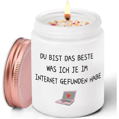 Obrázok produktu pre Vôňková sviečka s vôňou levandule, 9oz, vyrobená z sójového vosku, s nápisom "Si to najlepšie, čo som kedy našiel/našla na internete," vhodná ako darček pre neho a pre ňu