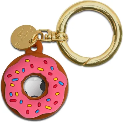 Obrázek produktu pro Klíčenka Jumada kompatibilní s Apple AirTag – Donut – růžová – GPS tracker – silikonový obal kompatibilní s Apple AirTag – držák na AirTag – přívěšek
