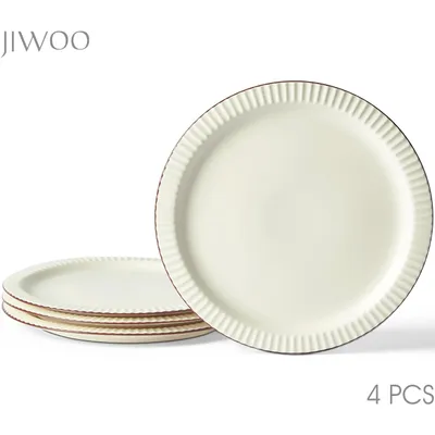 Produktbild von Teller set 4 stück Ø25,3 cm Keramik Speiseteller Steakteller Dessertteller Flachteller für 4 Personen Matt-Glasur Mikrowellen- und Spülmaschinenfest