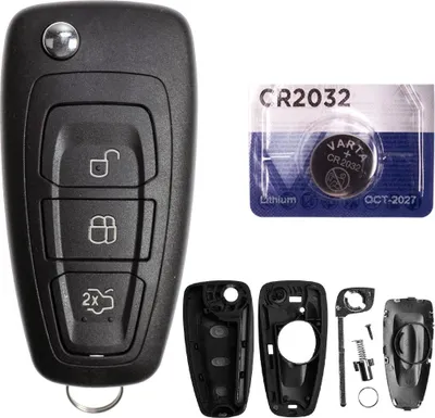 Produktbild von Autoschlüssel Funk Fernbedienung Austausch Gehäuse mit 3 Tasten + HU101 Rohling + Batterie kompatibel mit Ford Transit Focus III Galaxy II Fiesta VI