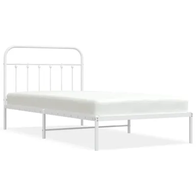 Image de vidaXL Cadre de lit avec tête de lit en métal blanc 100x200 cm