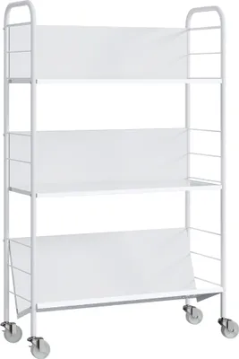 Produktbild von Bücherregal Aufbewahrungsregal mit 3 Ebenen, Rädern, Spielzeugregal für Schlafzimmer, 69 x 26 x 108 cm, Weiß