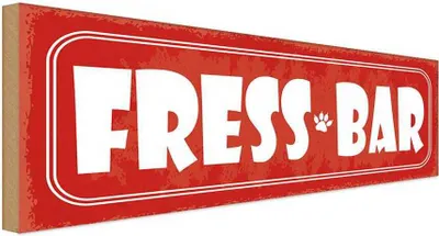 Produktbild von vianmo Holzschild 10x27 cm Fress Bar Tier Haustier