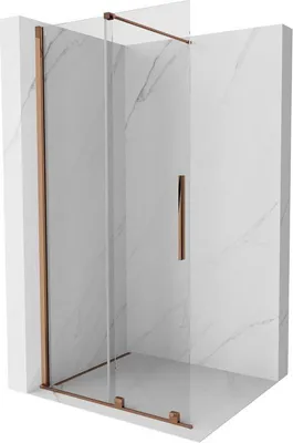 Produktbild von Mexen Velar Duschwand schwenkbar Walk-in 120 x 200 cm, transparent 8 mm, roségold - 871-120-000-03-60