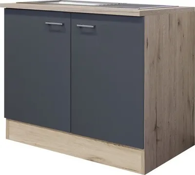 Obrázek produktu pro Kuchyňská skříňka pod dřez Flex Well Tiago šířka 100 cm čedičová šedá