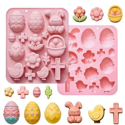 Image de Moule en silicone à motifs de Pâques, avec 15 cavités pour desserts et confiseries