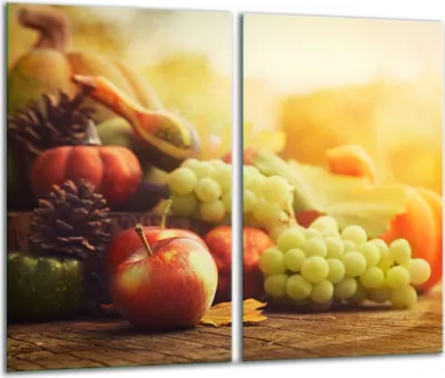 Produktbild von Herdabdeckplatten 2 teilig 30x52 Glaskeramikfeld Abdeckung Glas Obst