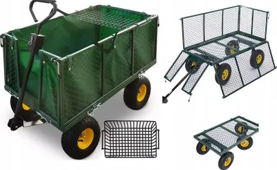 Produktbild von Bollerwagen - Handwagen faltbar - Gartenwagen WO02 - 220L - Dunkelgrün - 350kg Tragfähigkeit