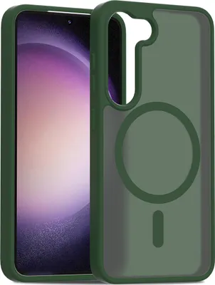 Image de Etui magnétique pour Samsung Galaxy S23, compatible avec MagSafe, dos transparent mat, antichoc Vert