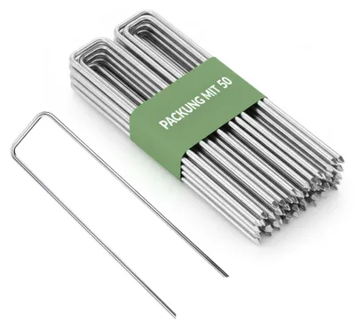 Produktbild von GARDENIX Erdspieße Metall 50 Stück, 150 x 30mm, Ø 3mm, Erdhaken Garten, Pflanzstab Metall, Zaunanker, Erdanker Unkrautvlies, Erdanker Rostfrei, für vielseitige Gartenanwendungen
