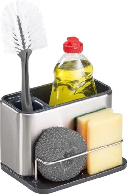 Image de Support d'évier pour éponge et lave-vaisselle - acier inoxydable - Organiseur de cuisine lave-vaisselle