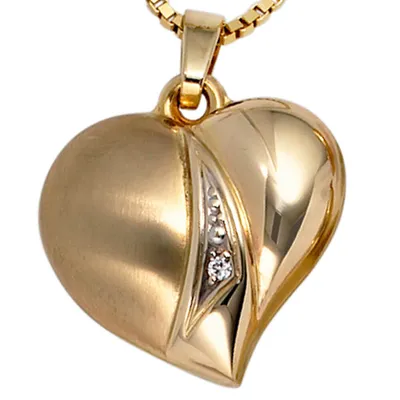 Produktbild von Anhänger Herzanhänger Herz mit Zirkonia teilmattiert 333 Gold Gelbgold