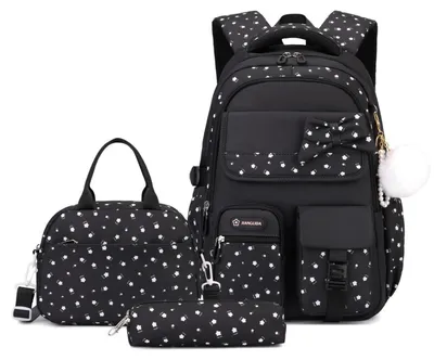 Produktbild von Schulrucksack Mädchen 3-teilig Teenager 3.-9. Klasse Schwarz