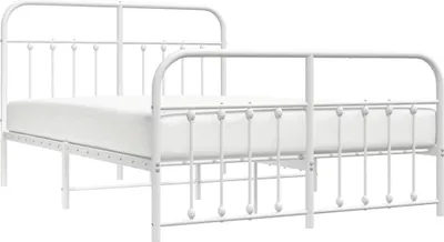Imagen del producto de vidaXL Somier con cabecero y piecero de metal blanco 140 x 190 cm