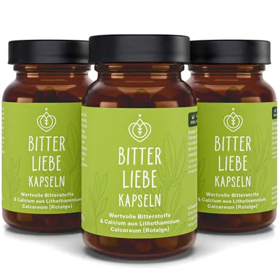 Produktbild von BitterLiebe Bitterstoffe Kapseln - 3x 90 Kapseln