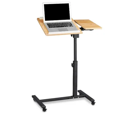 Image de Table d'ordinateur portable mobile pour lit réglable en hauteur Table basse Table d'appoint couleur bois
