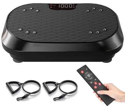 Obrázek produktu pro Vibrační plošina - 120 úrovní - Bluetooth reproduktory - Černá - Kompaktní fitness přístroj pro domácí cvičení
