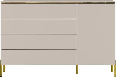 Produktbild von Kommode mit 4 Schubladen und 1 Schrank - Beige und Gold - VUKIA by Pascal Morabito