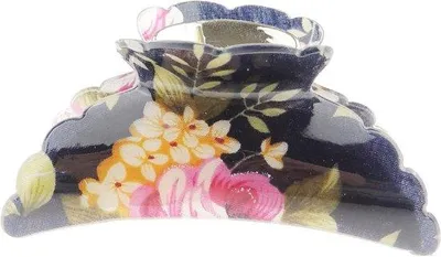 Produktbild von Haarclip mit Blumenmotiv - 9 cm - dunkelbraun