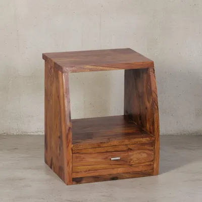 Sheesham Nachtkonsole_ Landhausstil_ Schublade & Ablage - Robust & Stilvoll - KADIMA DESIGN_Größe_ 45x40x53 cm_#sku_BARWL1.517#