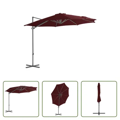 Produktbild von The Living Store Ampelschirm mit Stahlmast Bordeauxrot 300 cm