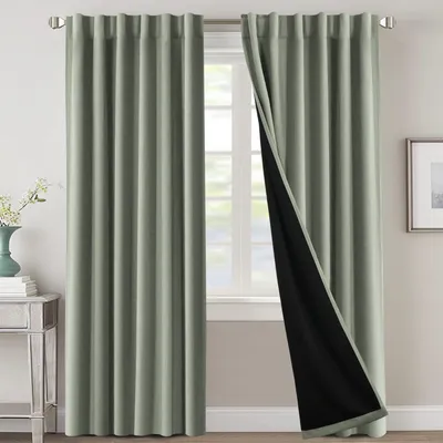 Image de Rideaux - 100% rideau thermique - Protection contre le froid - Avec bande de plis - Opaques - Rideau occultant - Salon - Rideaux occultants