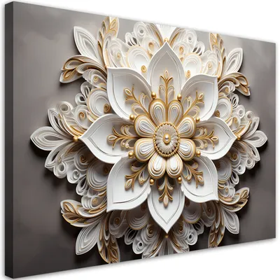 Produktbild von Leinwandbild Weiße 3D-Blume 100x70 Feeby Weiß bild für die wand bereit zum aufhängen