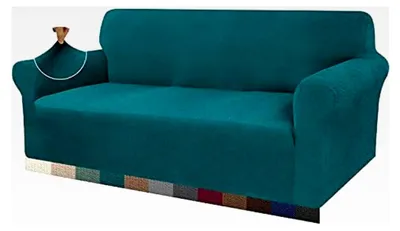 Produktbild von Dicker Sofabezug für 3-Sitzer, Stretch und stilvoll, Möbelbezüge, rutschfest, kratzfest, Jacquard-Elasthan-Stoff (3-Sitzer, Blaugrün)