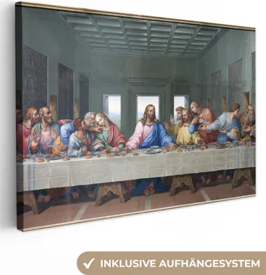 Produktbild von MuchoWow® - Leinwandbilder - Das letzte Abendmahl - Leonardo da Vinci, Wandbild, Wanddeko Bilder Wohnzimmer, 120x80 cm