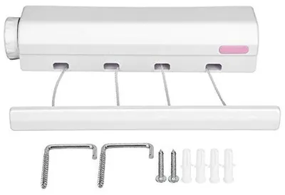 Intrekbare Wäscheleine, 3,2–3,75 m, 4–5 Seile, 8 kg, Wandmontage