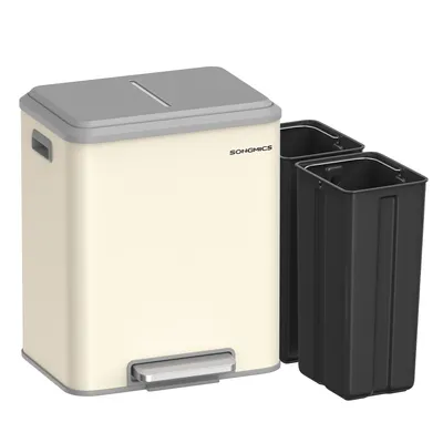 Obrázek produktu pro SONGMICS Kuchyňský odpadkový koš, systém třídění odpadu 2x15 l, 2 přihrádky, ocel, víko SoftClose