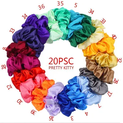 Image de INF Lot de 20 chouchous en satin - Attaches cheveux multicolores