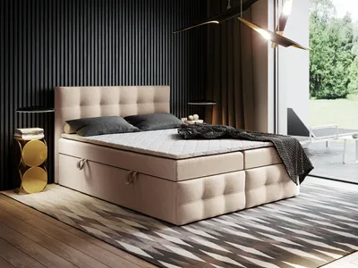 Produktbild von Boxspringbett mit Bettkasten Ewora 3 120x180 cm Topper T25 + Visco, Polsterbett, Bettgestell, Doppelbett, Stauraum, Schlafzimmer