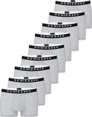 Produktbild von Schiesser 9er Pack 95/5 Organic Baumwolle Retro Short / Pant Körpernahe Shorts mit Webgummibund , Kontraststarke Logo-Prägung am Bund, Elastische Single-Jersey-Qualität