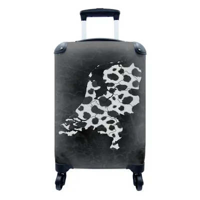 Produktbild von MuchoWow® Koffer Handgepäck Trolley Rollkoffer Kleine Reisekoffer mit 4 Rollen - Karte - Niederlande - Pantherdruck - Cabin Size < 55x40x23 cm & 55x40x20 cm - Fotokoffer - Kabinenkoffer - Boardgepäck - Reise-Box - Reisekoffer - Reisegepäck - Koffer mit Bild - Trolley für Kinder