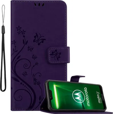 Obrázok produktu pre Cadorabo kryt pre Motorola MOTO G7 POWER in FLORAL DARK PURPLE ochranný kryt v kvetinovom dizajne s magnetickým zapínaním, funkciou stojana a slotmi na karty flipové puzdro kvetinový kryt puzdro na mobilný telefón s chlopňou kryt knihy