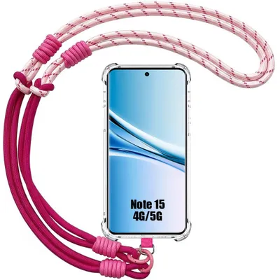 Image de Coque pour Xiaomi Redmi Note 15 5G/4G, Antichoc Silicone avec Bandoulière Détachable Fuchsia