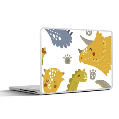 Produktbild von MuchoWow® Laptop Aufkleber Sticker Cover Dinosaurier - Schnittmuster - Jungen - Dino - Kinder 36.5x27.5 cm - Laptop-Sticker