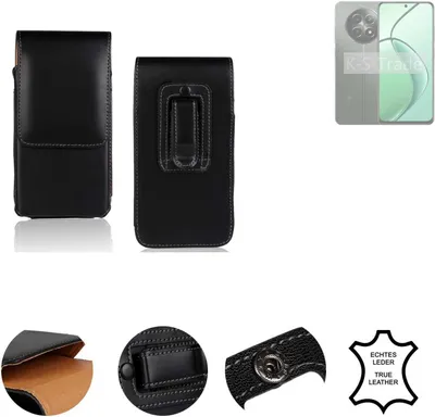 Produktbild von K-S-Trade Holster Gürteltasche Handy Hülle Schutzhülle kompatibel mit Realme 12 5G Handyhülle Leder schwarz, 1x