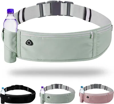 Imagen del producto de Cinturón para correr, gris, bolsa ligera para correr, con portabotellas, ideal para correr