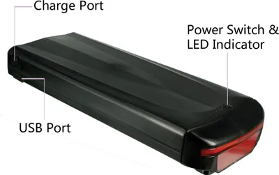 Produktbild von PowerSmart E-Bike Akku Schwarz, 379.81 x 150.00 x 67.58 mm, intelligentes BMS mit Cell Balancing, Überladungs-, Überentladungs-, Überstrom- und Temperaturschutz, spritzgeschütztes Gehäuse, konvexe Sicherheitsnut, 150 cm, 2.35 A
