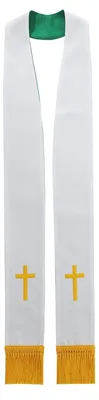 Imagen del producto de Solidchoice - Estola reversible para clérigos, en verde y blanco, con diseño