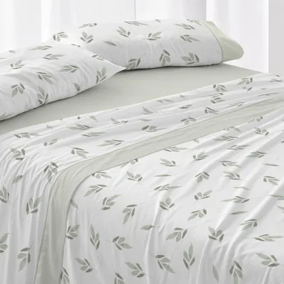 Imagen del producto de Juego de sábanas Burrito Blanco, 100% algodón, para camas de 200 cm, color verde