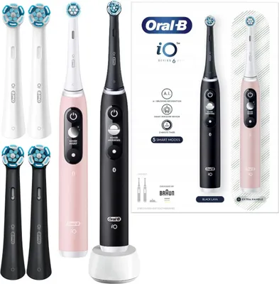 Immagine prodotto di Oral-B | Spazzolini elettrici - iO 6 Duo - Nero e rosa - Con 6 testine - Pulizia intelligente