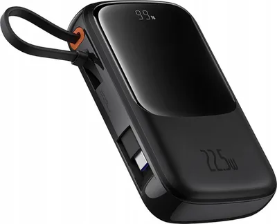 Produktbild von Qpow Pro+ 10000mAh Powerbank mit USB-C-Kabel und Display - Schwarz