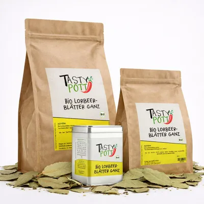 Produktbild von Tasty Pott Lorbeerblätter ganz - im Beutel - 50g